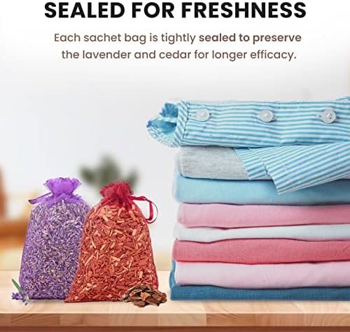 All-Natural Cedar and Lavender Sachet 20 Pack with Hanger Hooks