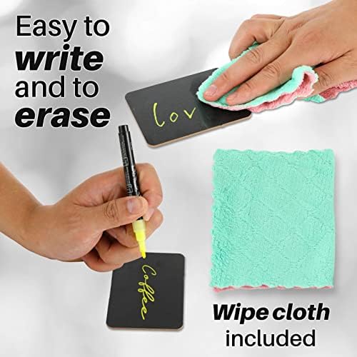 Mini Chalkboard Signs 18 Pack with Iron Stand and 2 Pens