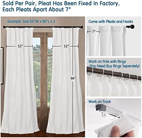 LETAU Pinch Pleated Blackout Curtains 52x84 Set of 2