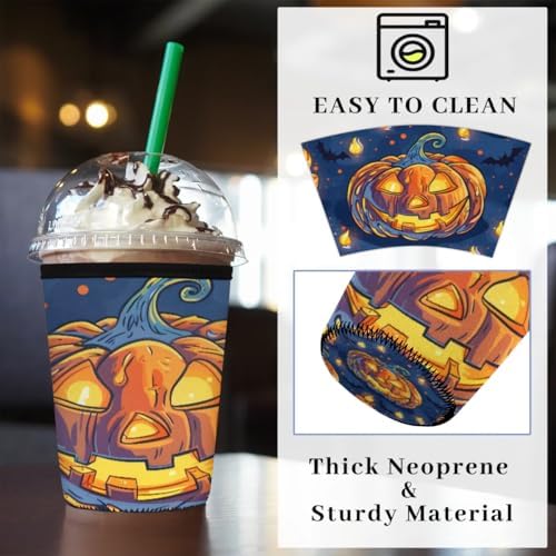 Halloween Pumpkin Candle Cup Insulator Sleeve for Cold Drinks