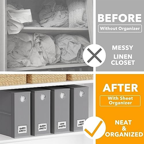 SpaceAid 4 Pack Sheet Organizers Storage Container Gray