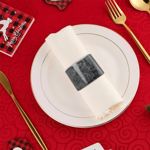 Thanksgiving Napkin Rings - Set of 6 Marble Black