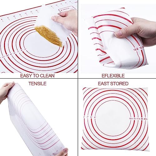 Stainless Steel Rolling Pin with Adjustable Rings and Silicone Mat Set