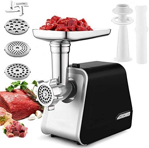 Homdox Meat Grinder Electric with 3 Plates and Sausage Stuffing Tool