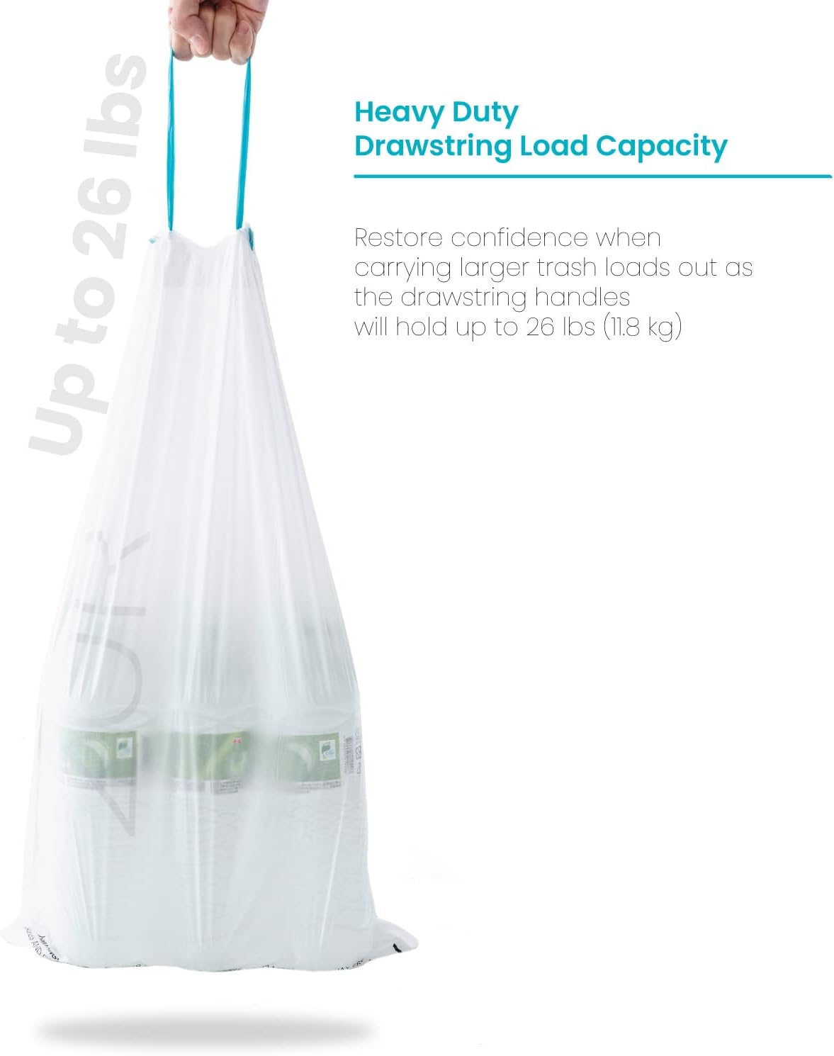 Home Zone Living 53 Gallon Kitchen Trash Bags with Drawstring Handles 60 Count