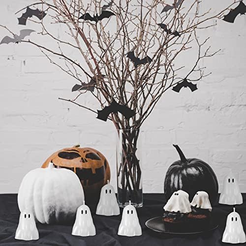 Jutom 10 Pack White Halloween Decor Candles