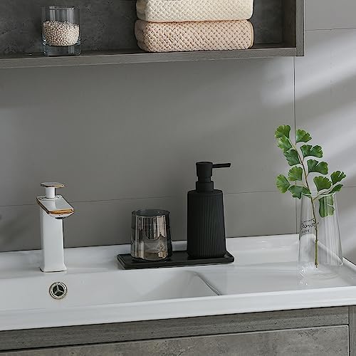 Modern Farmhouse Striped Soap Dispenser with Pump Matte Black