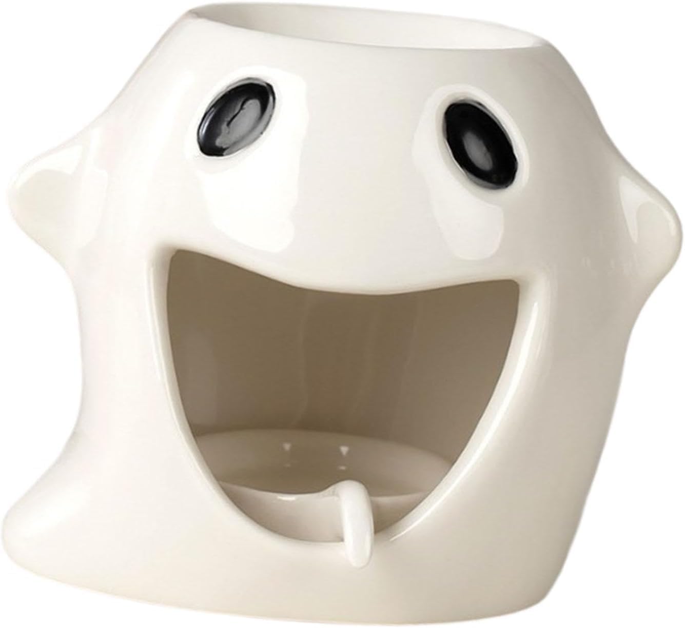 Ceramic Essential Oil Burner with Candle Tray - White