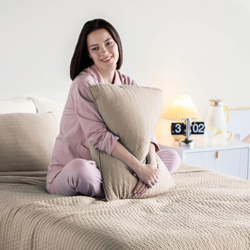 KASENTEX Quilt Bedding Set Camel Oversized Queen 2 Shams