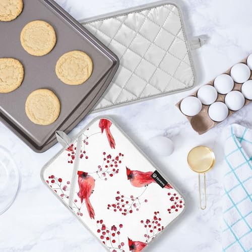 Berry Cardinal Bird Hot Pad Set of 2