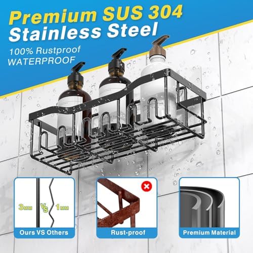 EUDELE Adhesive Shower Caddy 5 Pack Rustproof Stainless Steel Storage