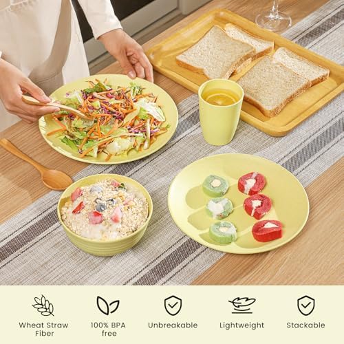 PYRMONT 16PCS Wheat Straw Dinnerware Set for 4