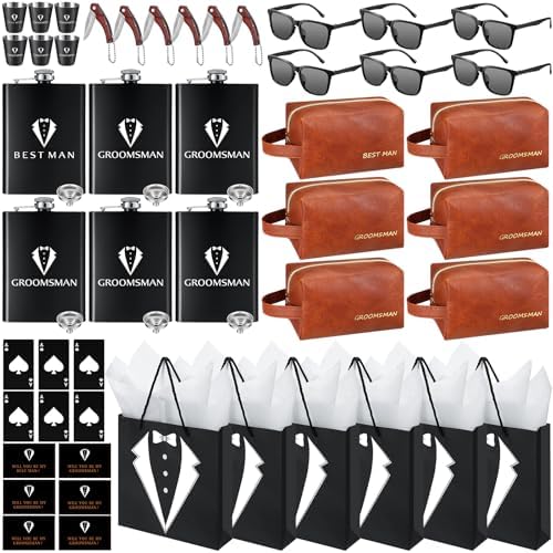 Rigibright 60Pcs Groomsmen Gifts Set of 6