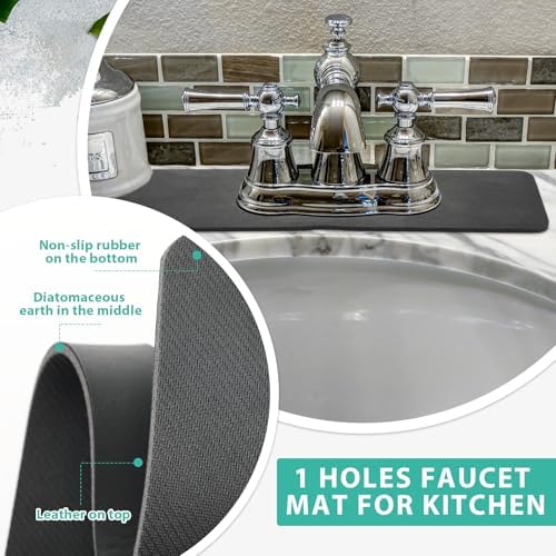 Tioncy 2 Pcs Faucet Mat Splash Guard for Kitchen Sink and Bathroom