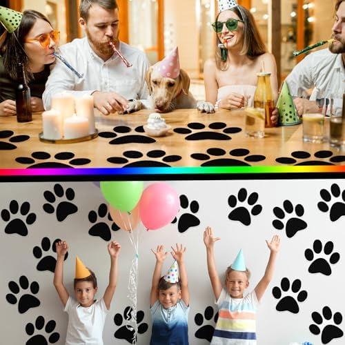 ReliThick 30 Pcs Large Pawprint Floor Decals Black
