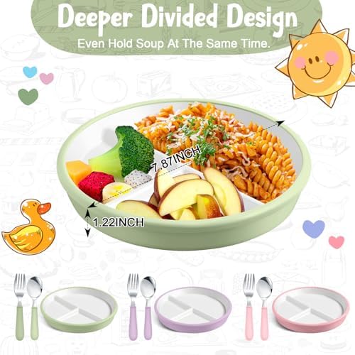 Teenyyou 3 Pack 8 Toddler Plates Feeding Set