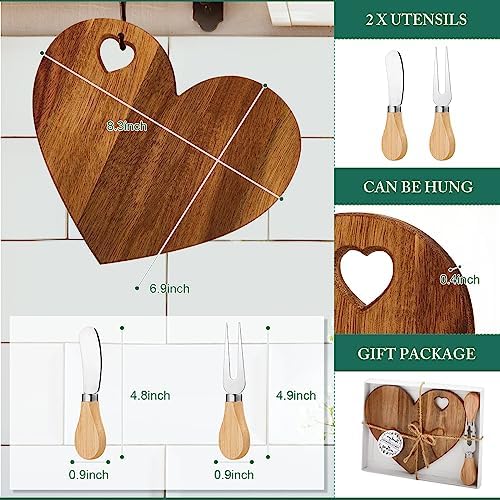 Patelai 36 Set Bridal Shower Favor Heart Cheese Board Set