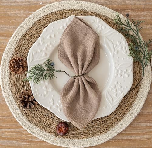 Keketoarrange Cheesecloth Napkins 17x17 Inches Reusable Bulk Set of 6 Nude