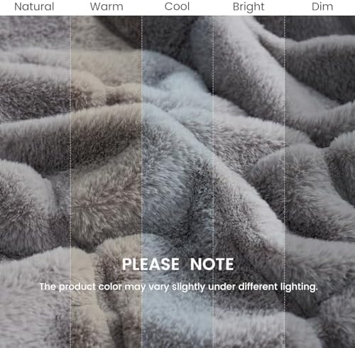 Cozy Bliss Faux Fur Throw Blanket Grey