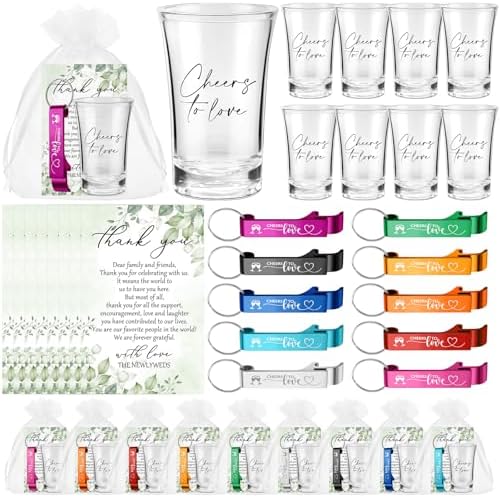 200 Pcs 50 Sets Wedding Favors Shot Glasses and Bottle Openers