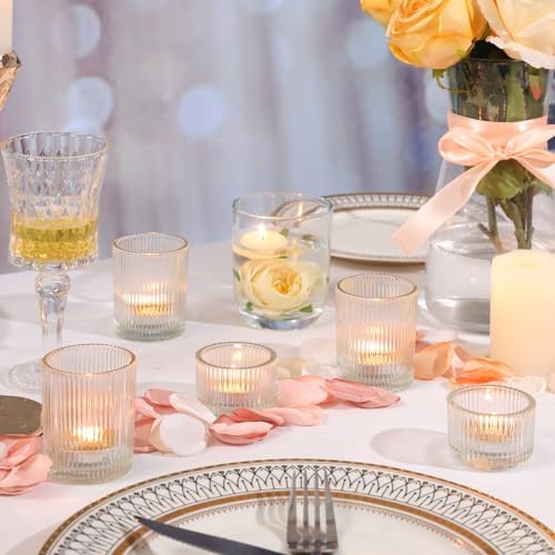 20pcs Assorted Ribbed Clear Tea Light Votive Candle Holders