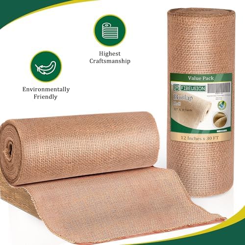 Fibeusion Burlap Table Runner 12x30ft No-Fray Edge