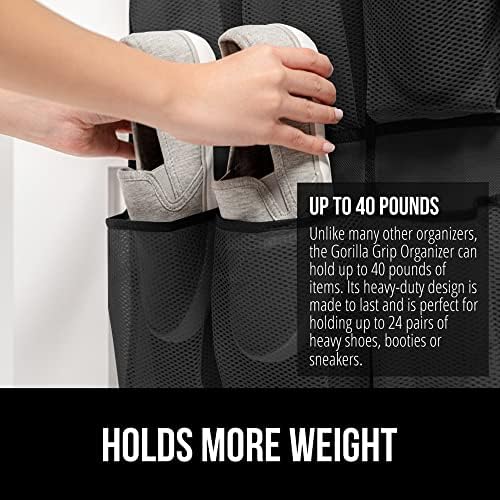 GORILLA GRIP Over the Door Shoe Organizer 24 Pockets
