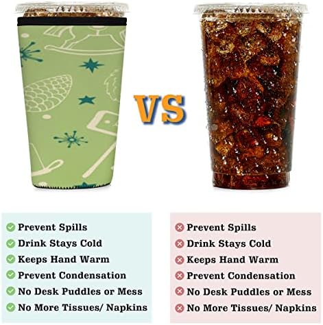 Candle Christmas Tree Iced Coffee Sleeve 30-32 oz Reusable Neoprene