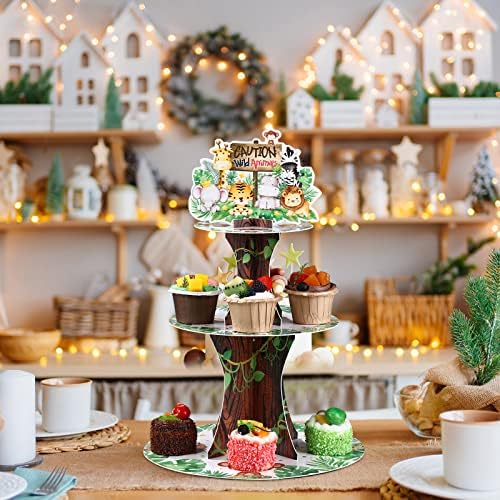 Nuenen Safari Cupcake Stand 3 Tier Jungle Theme Decor