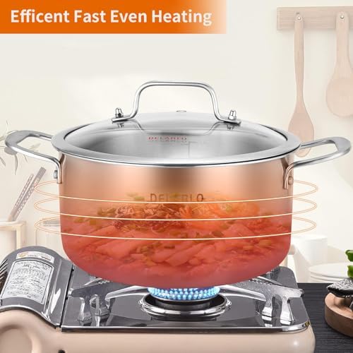 Delarlo Tri-Ply Stainless Steel 6 Quart Pot with Lid
