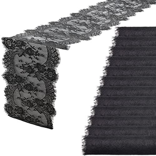 Chumia 12 Pcs Black Lace Table Runners Rustic Wedding Decor