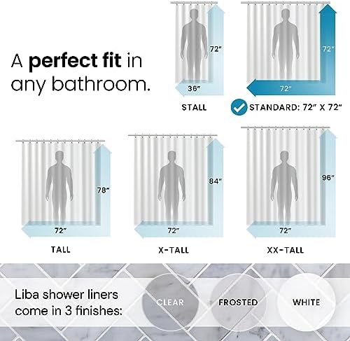 LiBa Waterproof Shower Curtain Clear 72x72 PEVA Non-Toxic