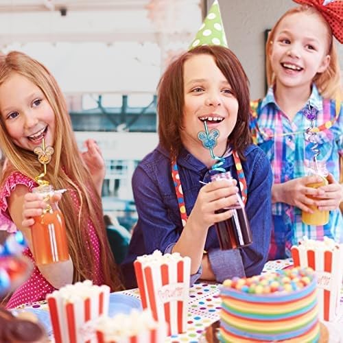 24Pcs Glitter Mouse Straws for Kids Parties