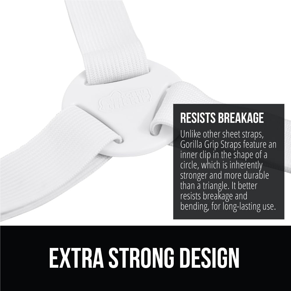 Gorilla Grip Sheet Straps with Metal Clips 4 Pack White