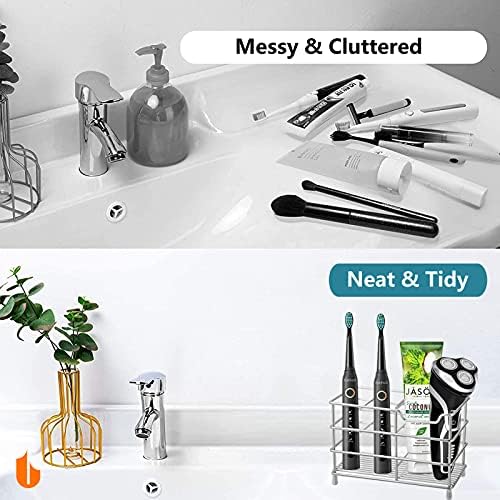 Urbanstrive 304 Stainless Steel Toothbrush Holder with ToothPaste Slot Black