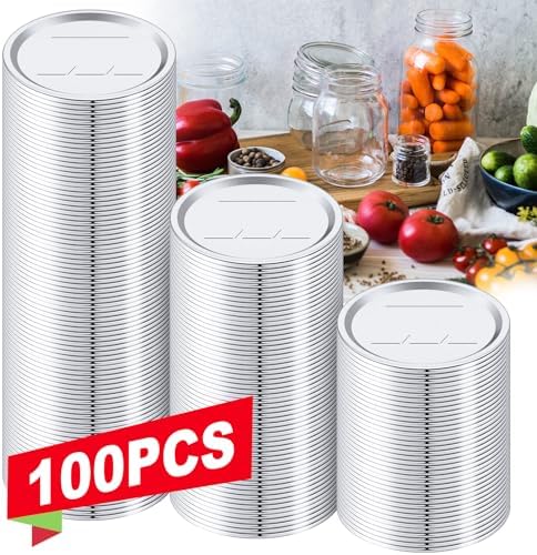 100 PCS Wide Mouth Mason Jar Canning Lids with Leak Proof Seal
