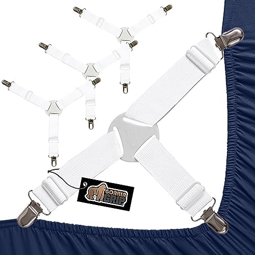 Gorilla Grip Sheet Straps with Metal Clips 4 Pack White