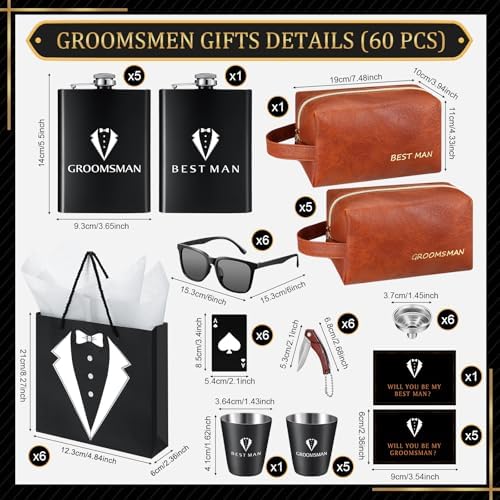 Rigibright 60Pcs Groomsmen Gifts Set of 6