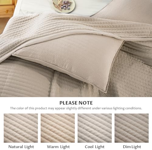 KASENTEX Quilt Bedding Set Camel Oversized Queen 2 Shams