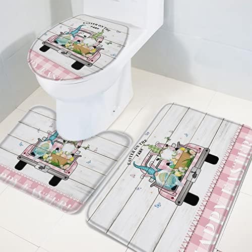 YESOF66 3 Piece Bathroom Rug Set with U Shaped Toilet Cover