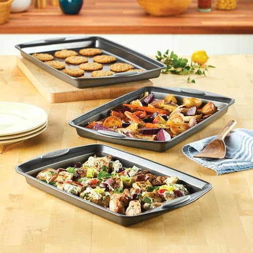 Rachael Ray Nonstick Bakeware Set 3 Piece Gray