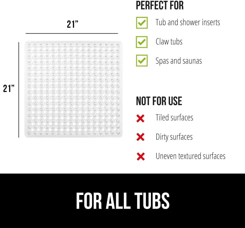 Gorilla Grip Patented Square Shower Mat 21x21 Inch