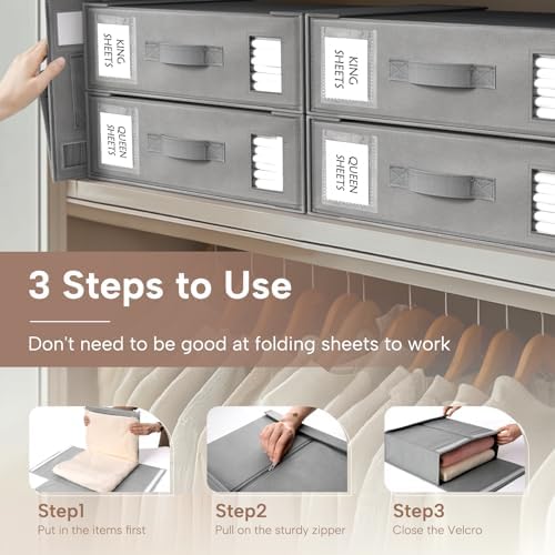 Criusia Bed Sheet Organizers 6 Pack Foldable Storage Box