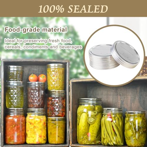 100 PCS Wide Mouth Mason Jar Canning Lids with Leak Proof Seal