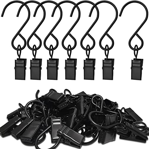 Stainless Steel S Hooks Curtain Clips 50 Pack Black 3 Inch