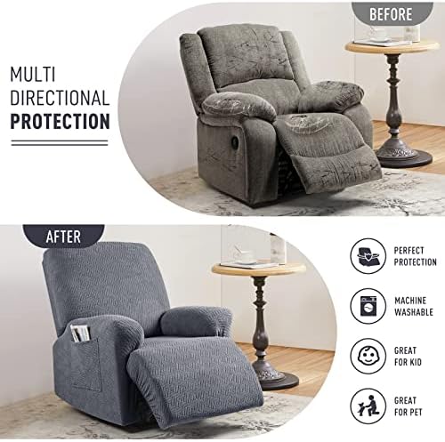 KinCam Recliner Chair Covers Dark Gray 1 Seater