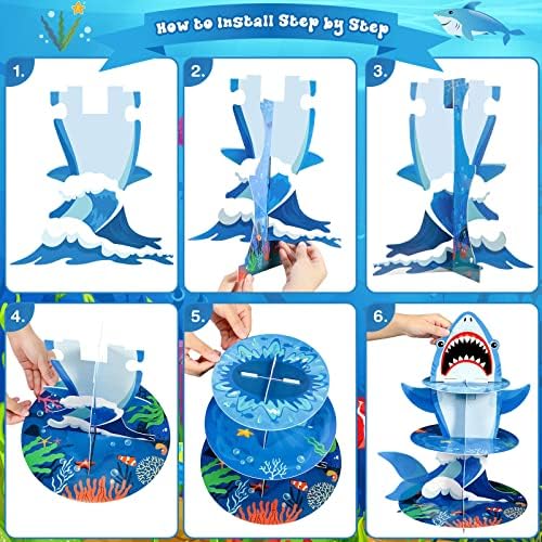 Zopeal 3 Tier Shark Cupcake Stand Ocean Theme Party Decorations