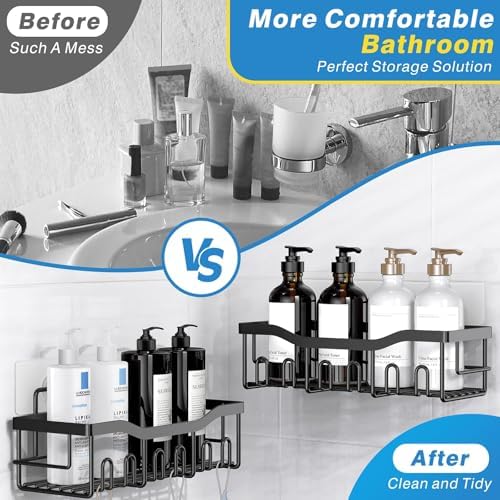 EUDELE Adhesive Shower Caddy 5 Pack Rustproof Stainless Steel Storage