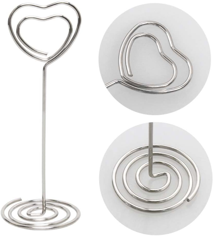 Aniann Table Card Holders 25 Pack Silver Heart Shape Photo Stands