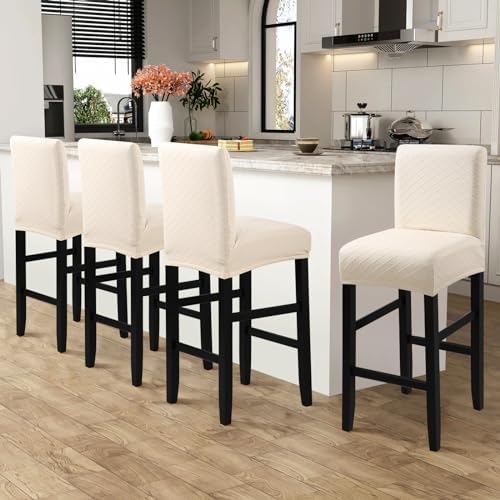 Fuloon Waterproof Bar Stool Covers 4PCS Beige